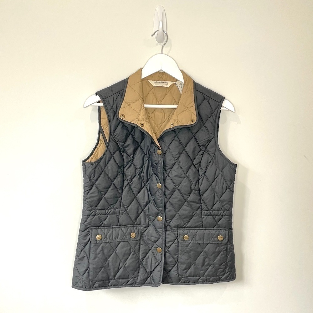 Eddie Bauer Black Women's Vest Brown Interior